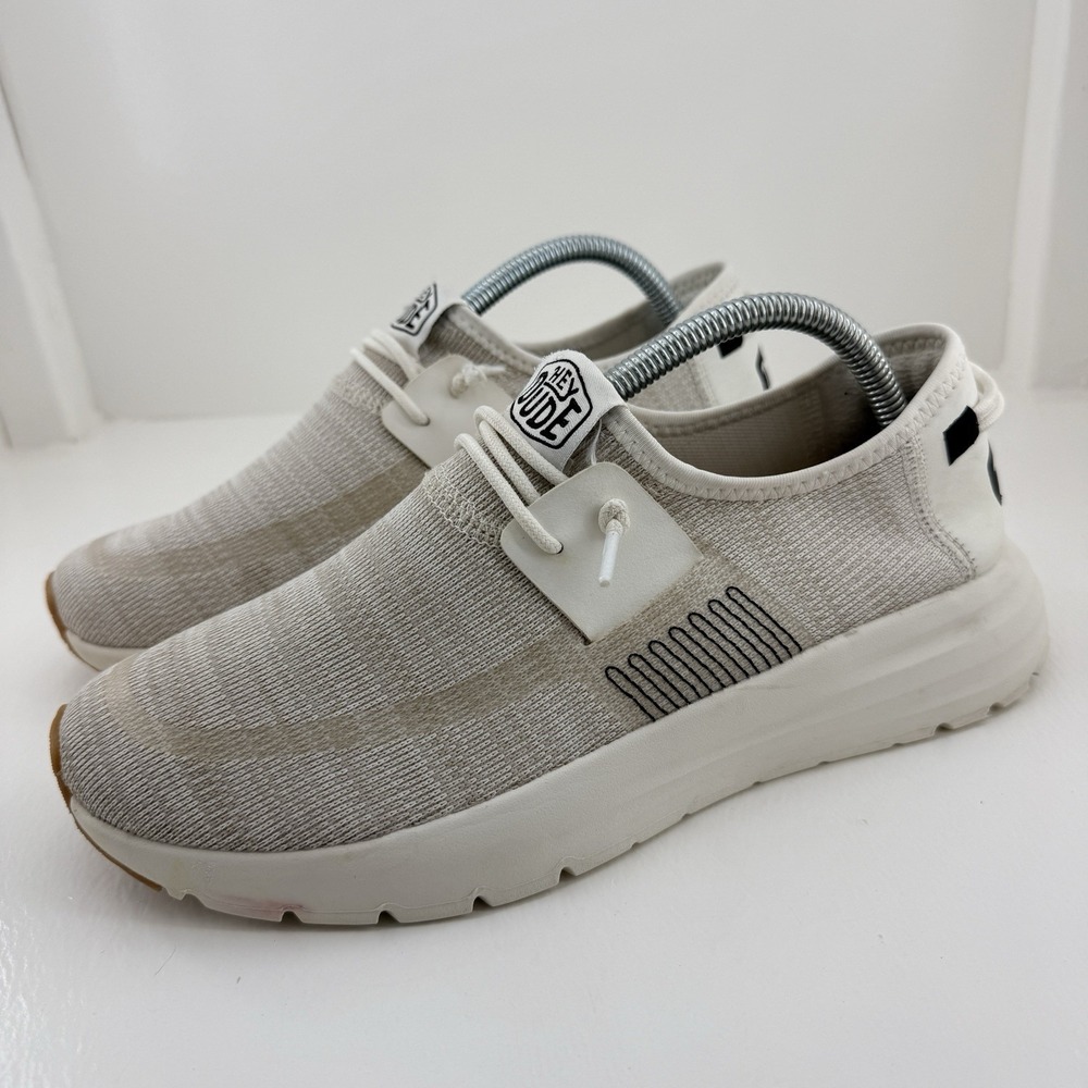 Hey Dude Sirocco Neutrals Mens Size 7 White Athletic Walking Shoes Sneakers